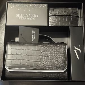 Simply Vera Vera Wang Croc-Embossed Black Card Holder Set